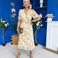 Kaylee Pleated Midi Dress Floral Yellow