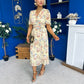 Kaylee Pleated Midi Dress Floral Yellow