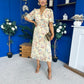 Kaylee Pleated Midi Dress Floral Yellow