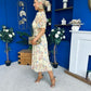 Kaylee Pleated Midi Dress Floral Yellow