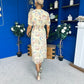 Kaylee Pleated Midi Dress Floral Yellow