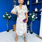 Kaylee Pleated Midi Dress Floral Cream