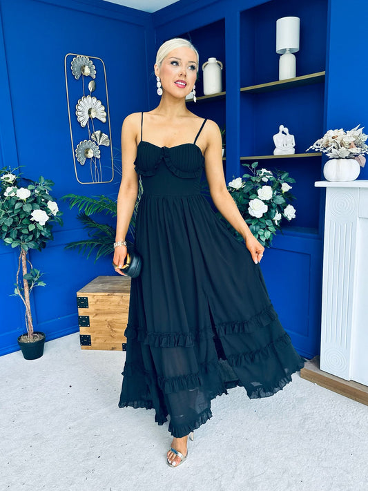 Delaney Bodice Detail Occasion Dress Black