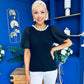 Kallie Puff Sleeve Pearl Detail Top Black