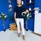 Kallie Puff Sleeve Pearl Detail Top Black