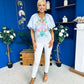 Tiana Embroidered Top Blue