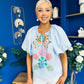 Tiana Embroidered Top Blue