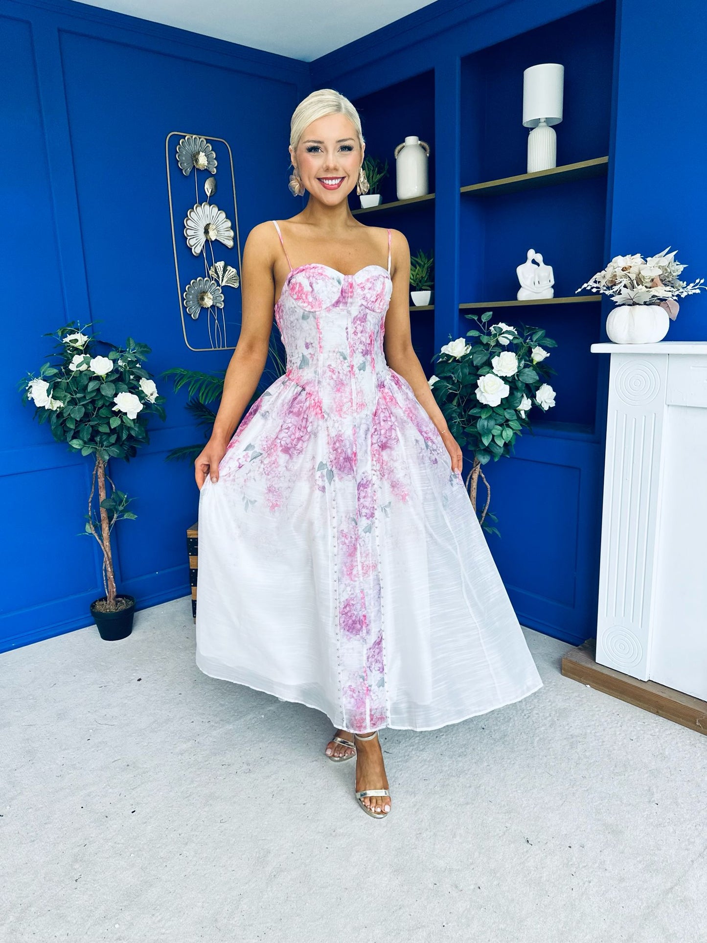 Jennifer Strappy Occasion Dress Floral White
