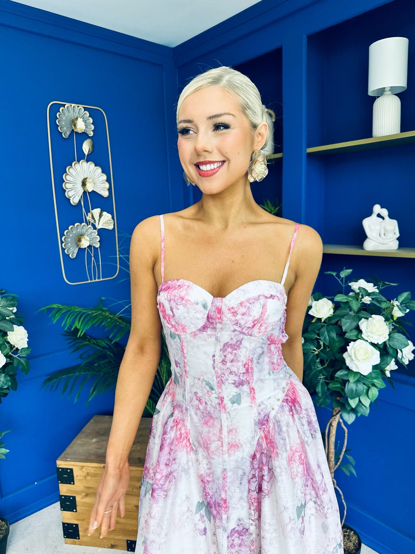 Jennifer Strappy Occasion Dress Floral White