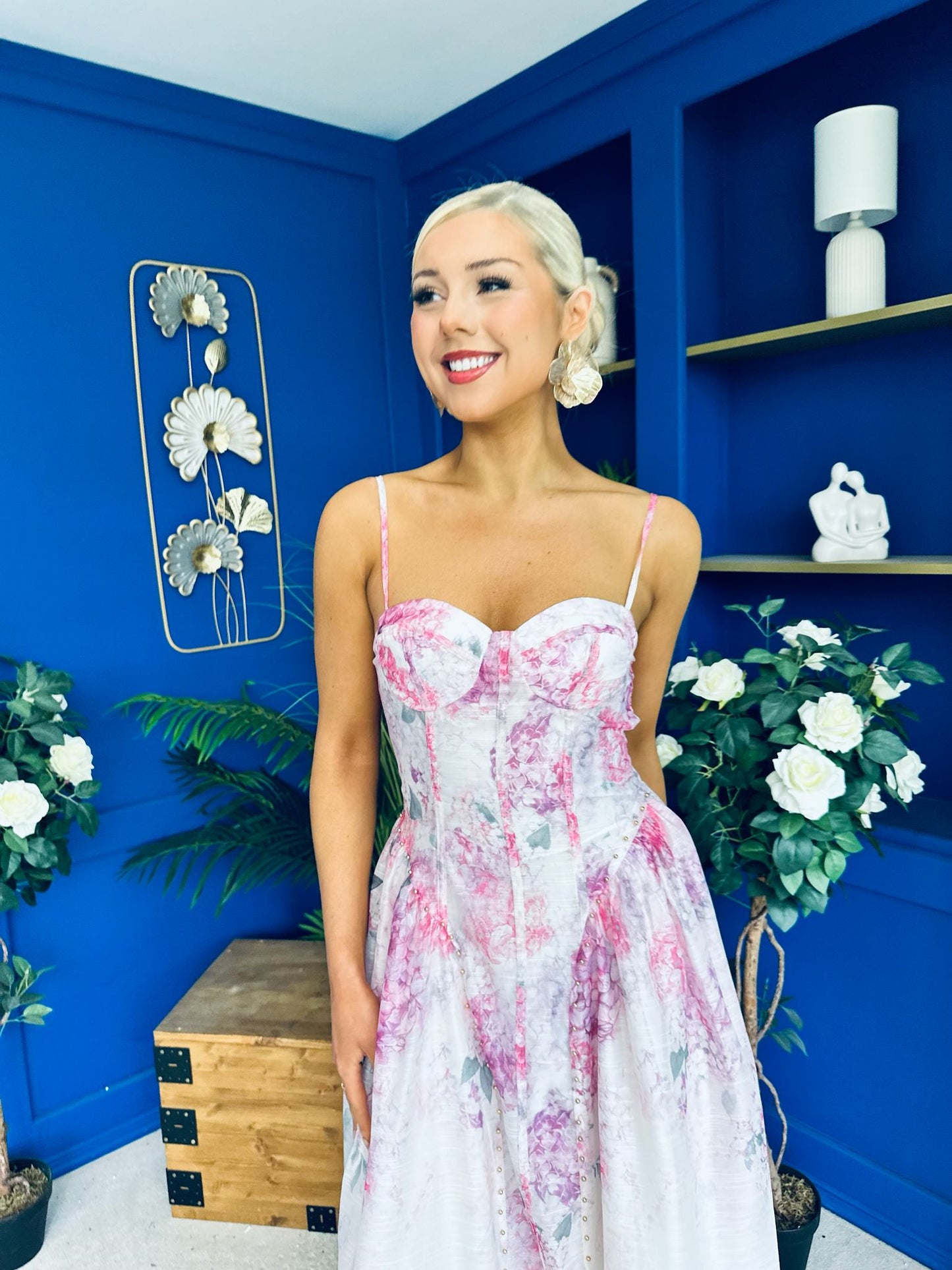 Jennifer Strappy Occasion Dress Floral White