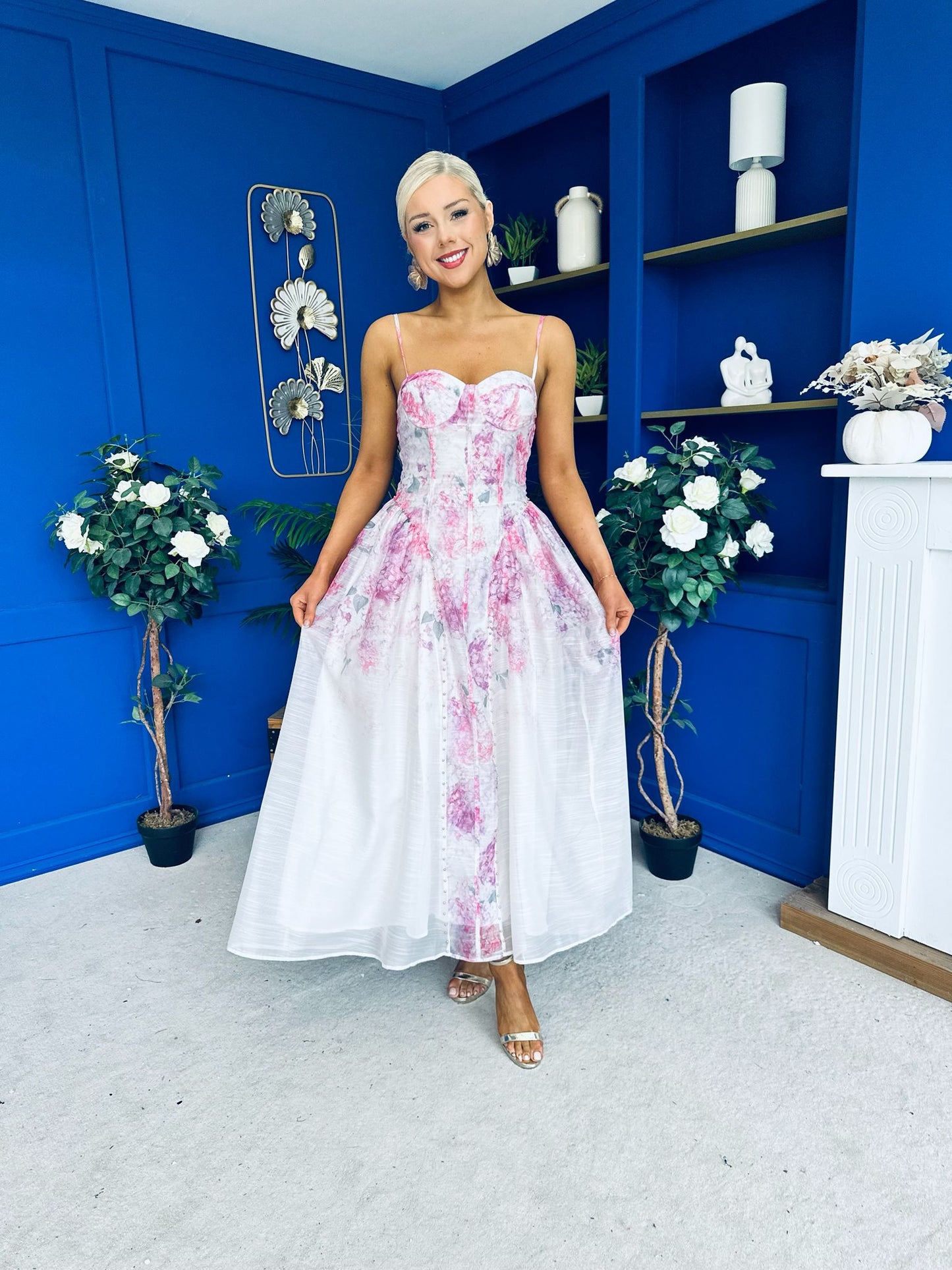Jennifer Strappy Occasion Dress Floral White