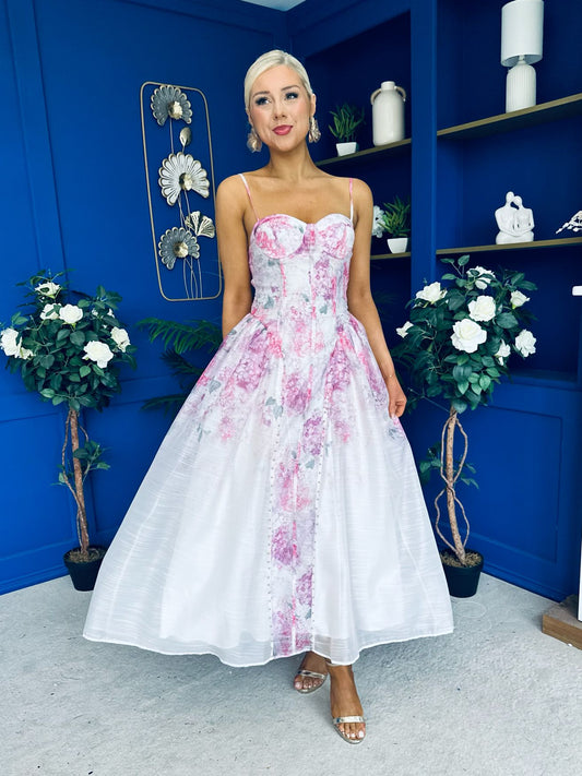 Jennifer Strappy Occasion Dress Floral White