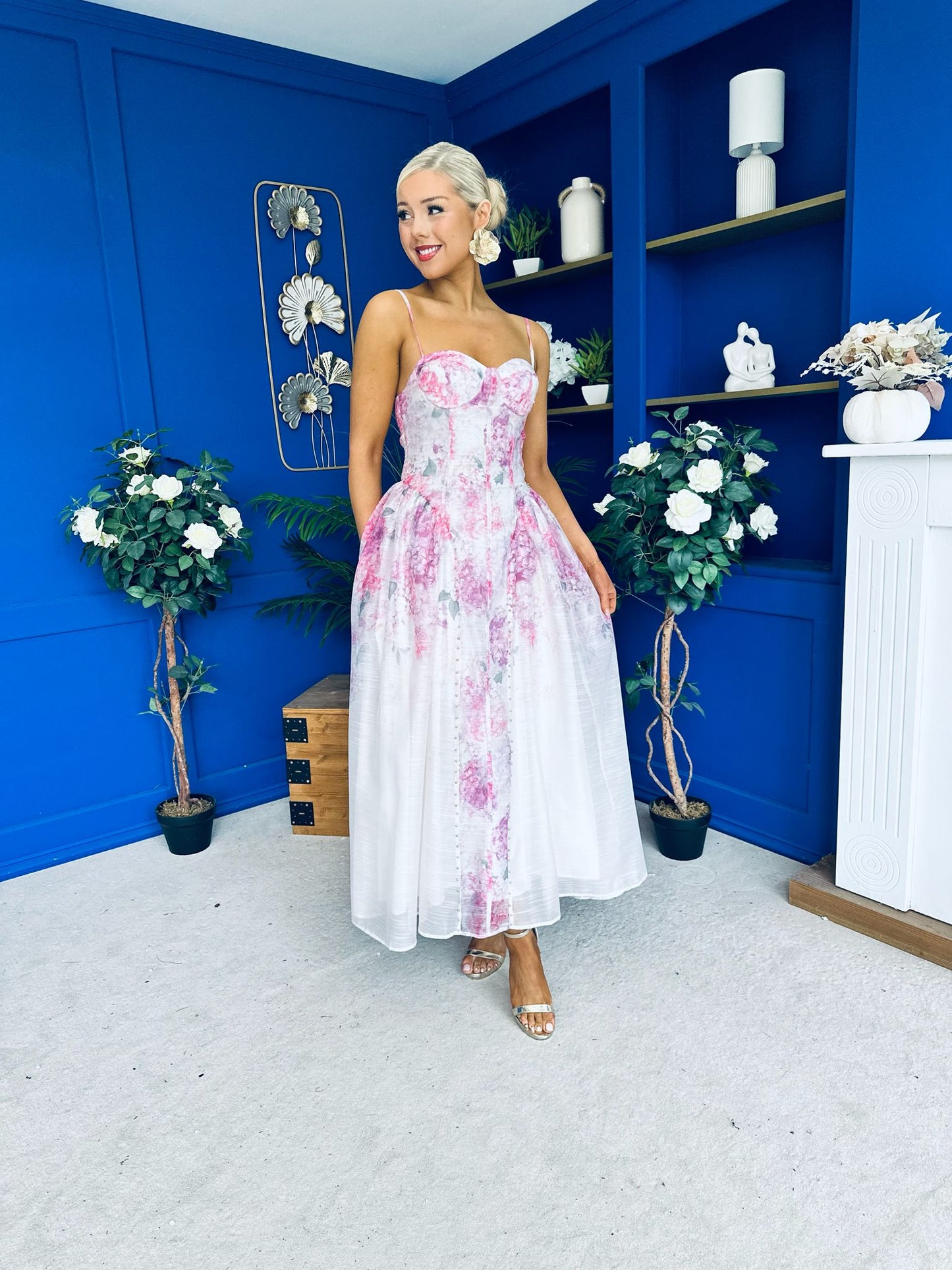 Jennifer Strappy Occasion Dress Floral White