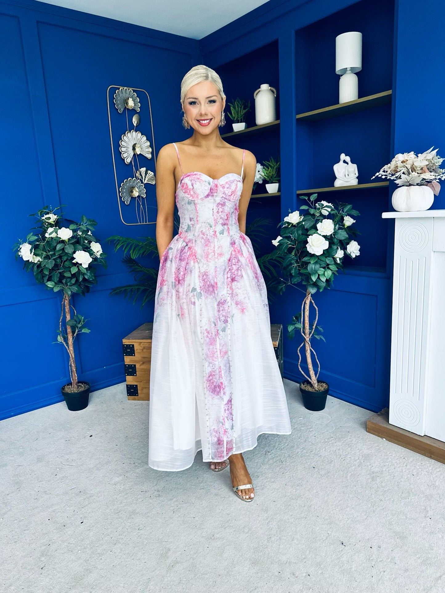 Jennifer Strappy Occasion Dress Floral White