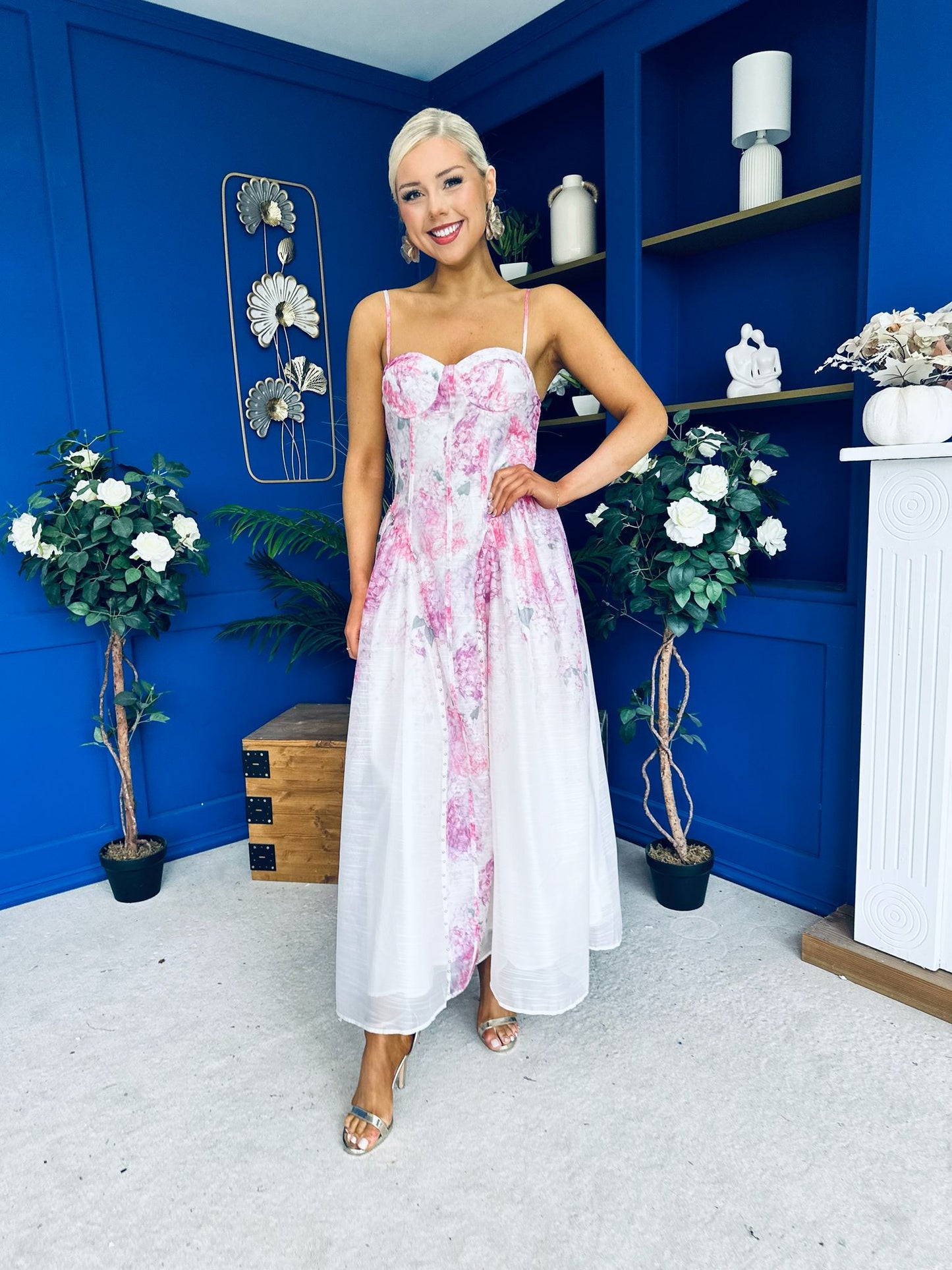Jennifer Strappy Occasion Dress Floral White