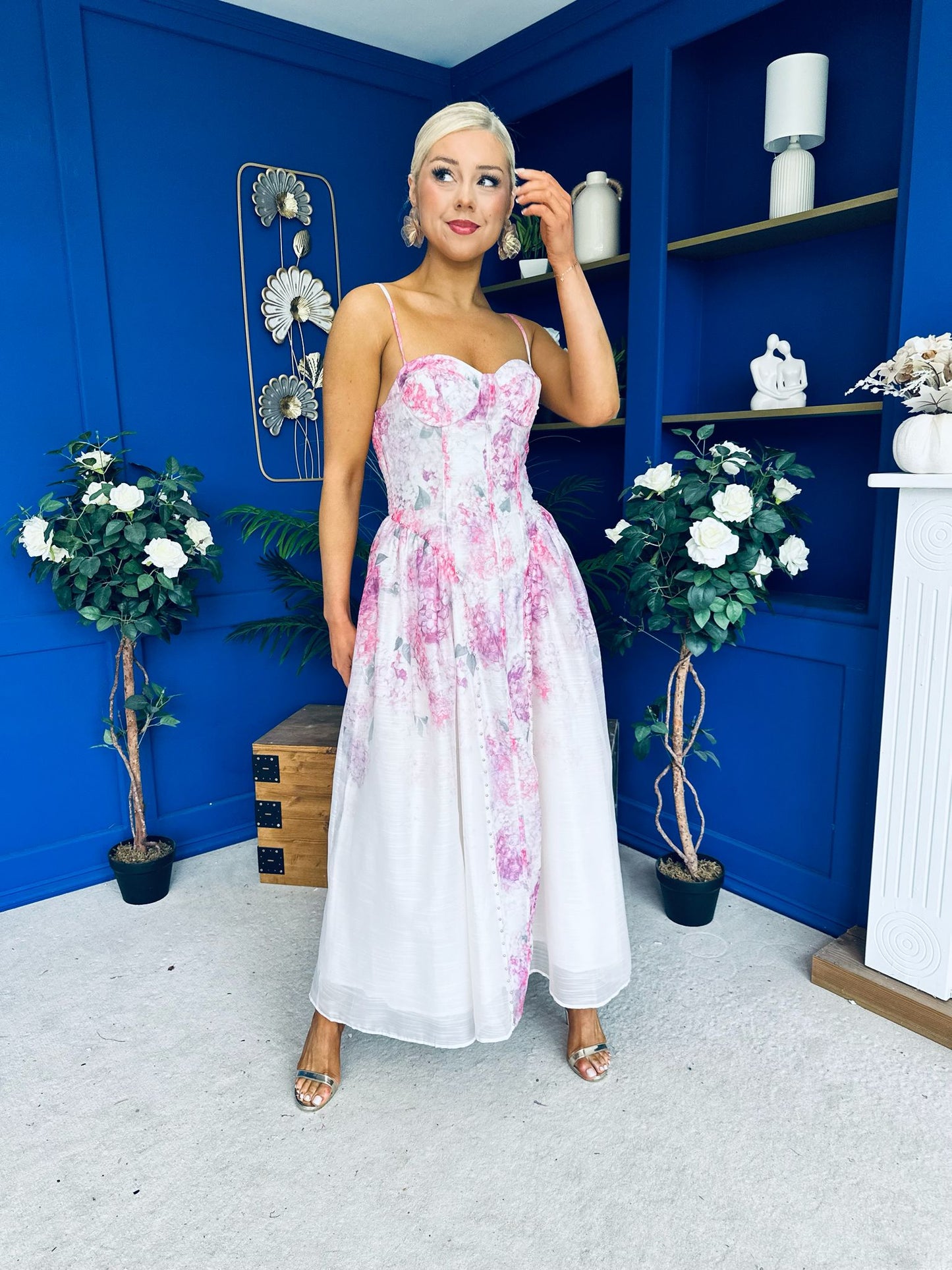 Jennifer Strappy Occasion Dress Floral White