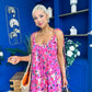 Niky Beaded Maxi Midi Dress Floral Cerise