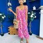 Niky Beaded Maxi Midi Dress Floral Cerise