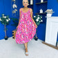 Niky Beaded Maxi Midi Dress Floral Cerise