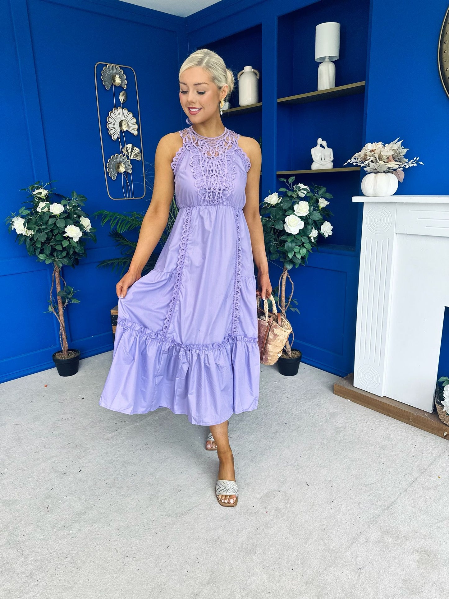 Reagan Crochet Detail Detail Occasion Dress Lilac