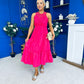 Reagan Crochet Detail Detail Occasion Dress Fuchsia