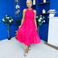 Reagan Crochet Detail Detail Occasion Dress Fuchsia