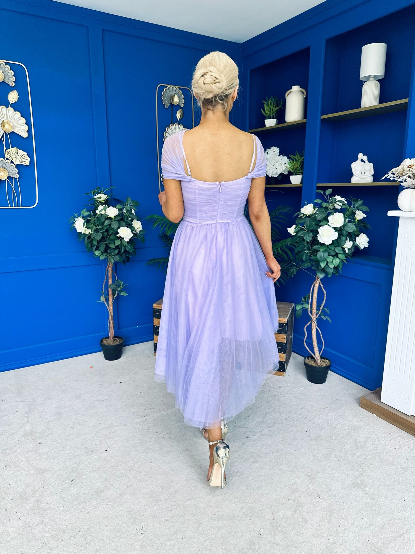 Jean Detailed Tulle Occasion Dress Lilac
