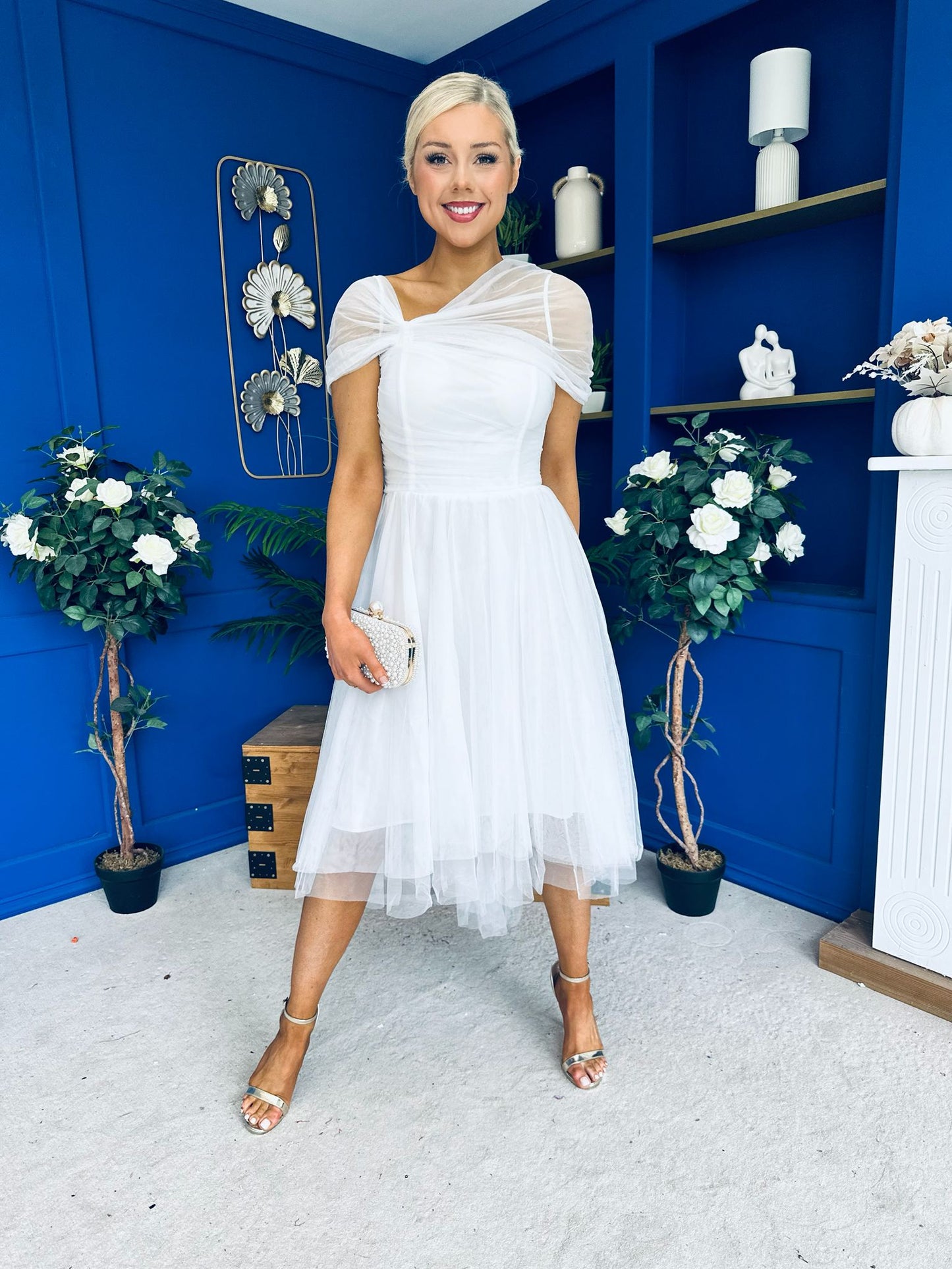 Jean Detailed Tulle Occasion Dress White