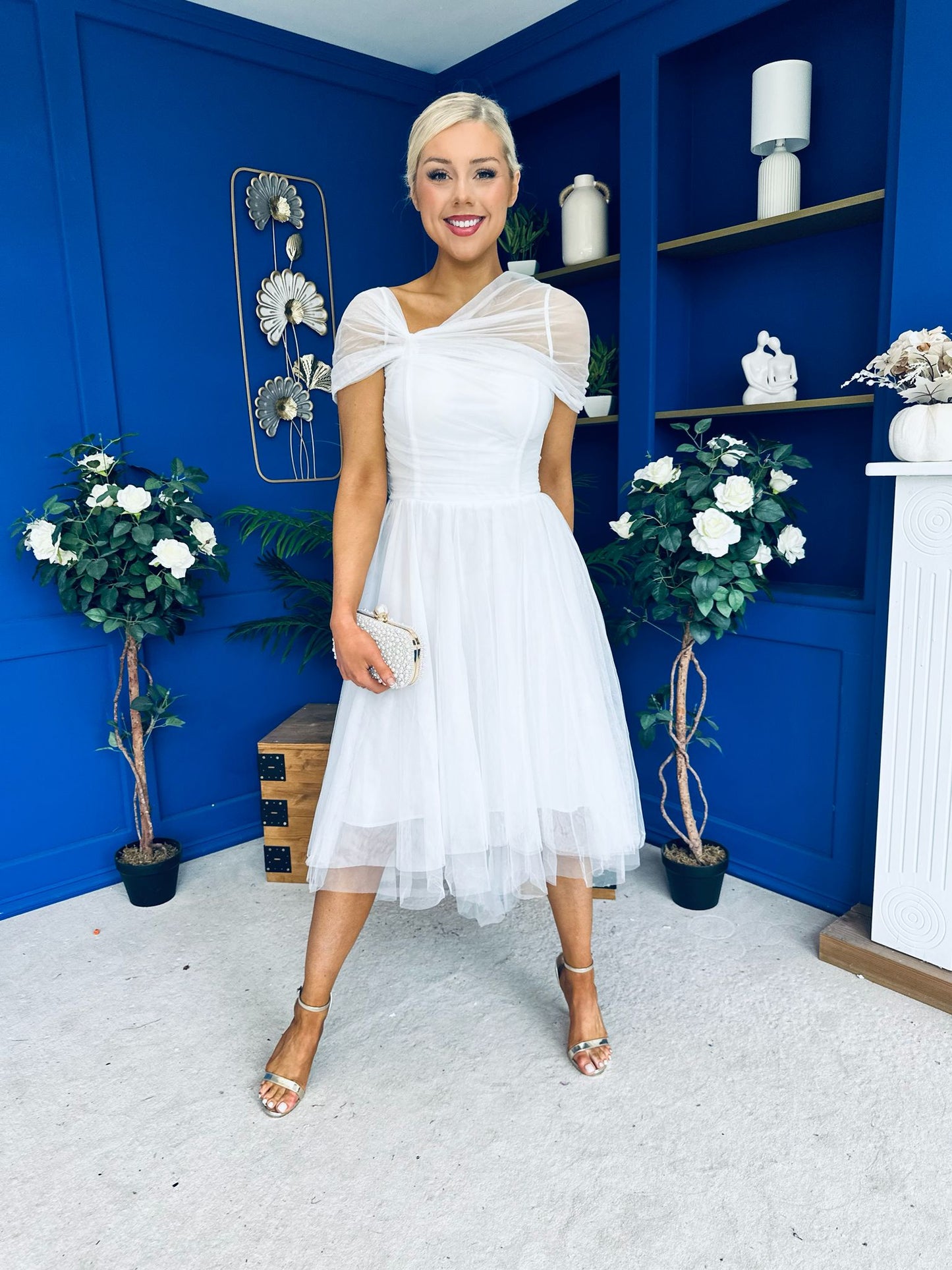 Jean Detailed Tulle Occasion Dress White
