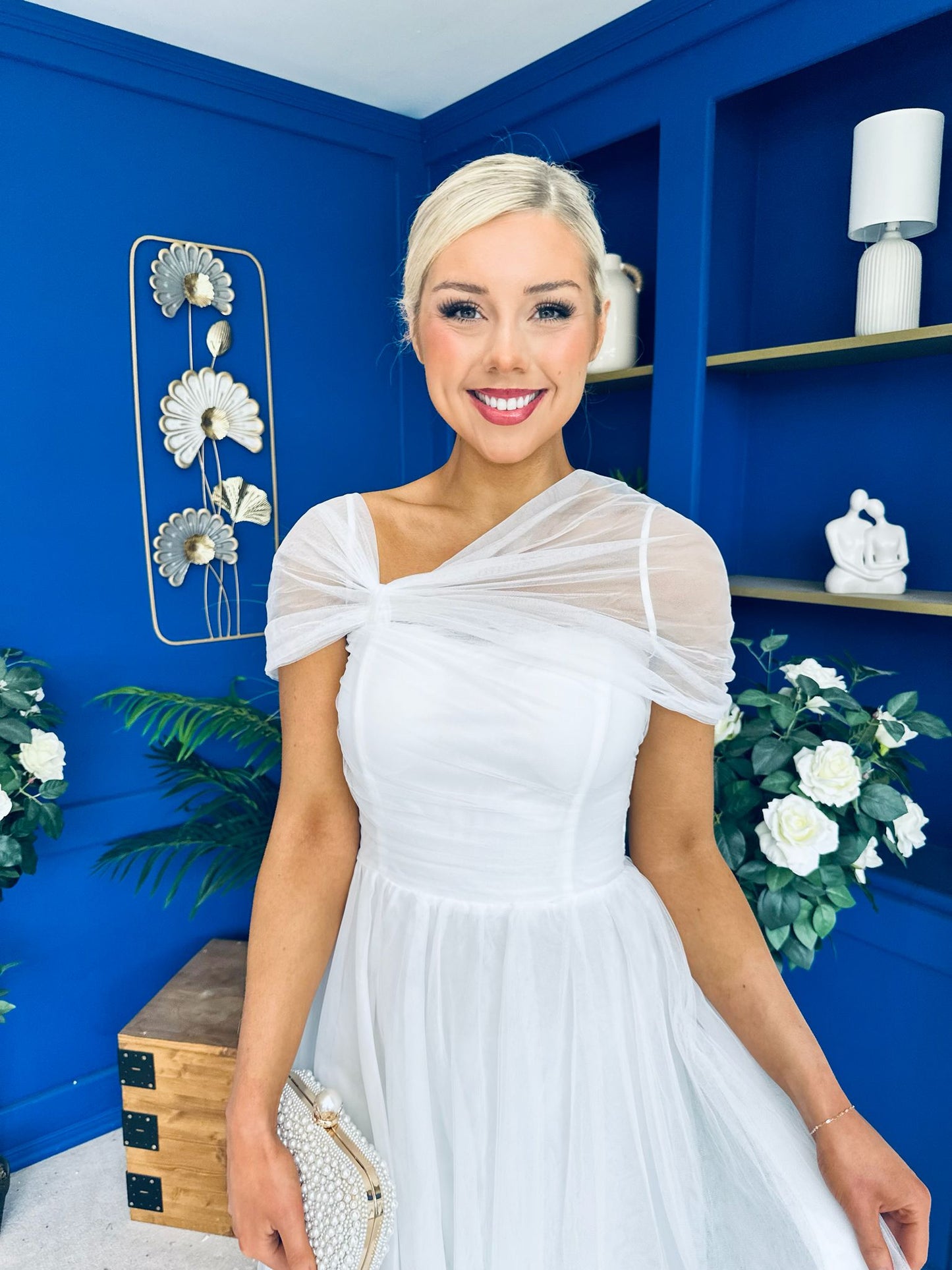 Jean Detailed Tulle Occasion Dress White