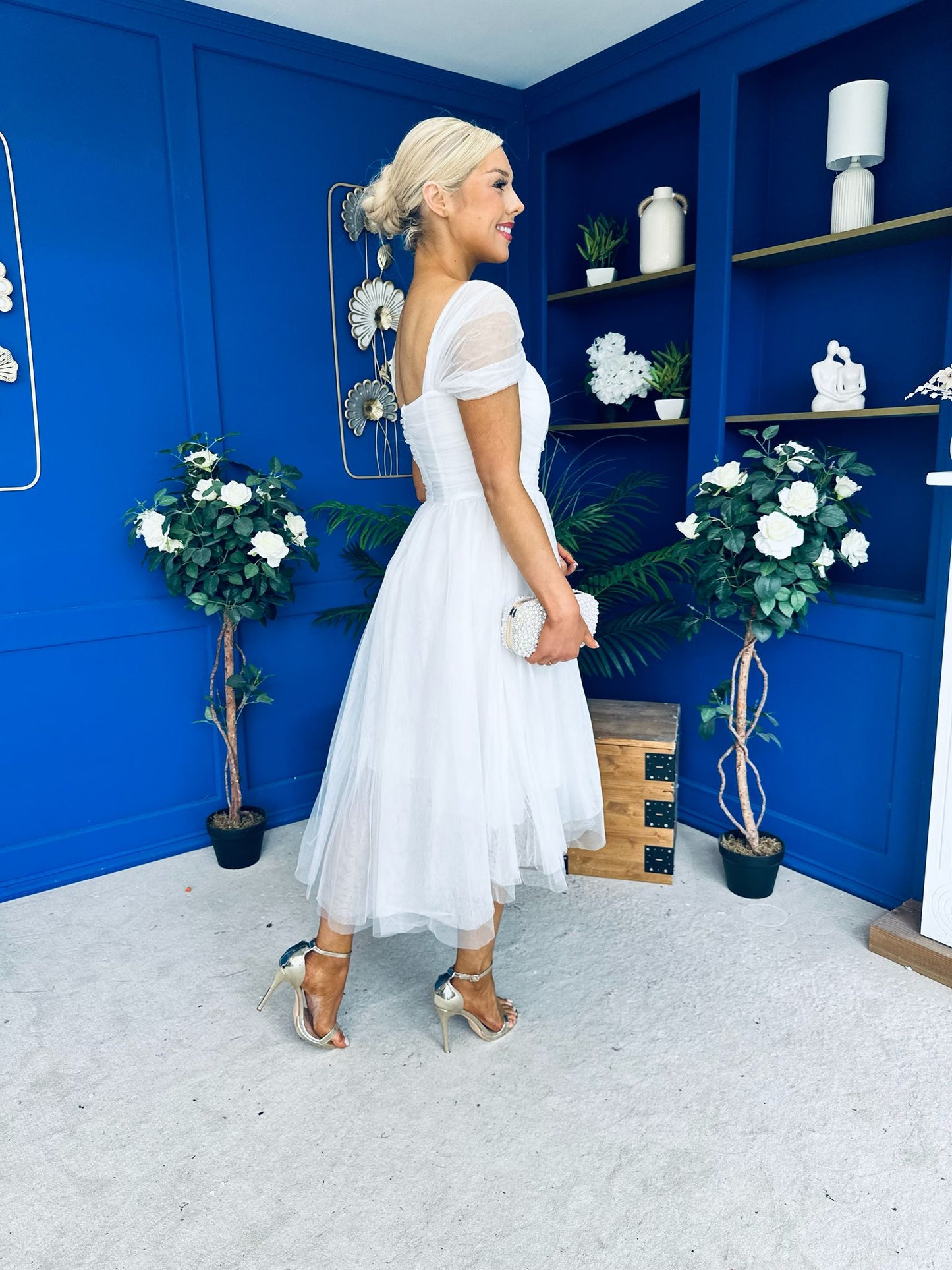 Jean Detailed Tulle Occasion Dress White