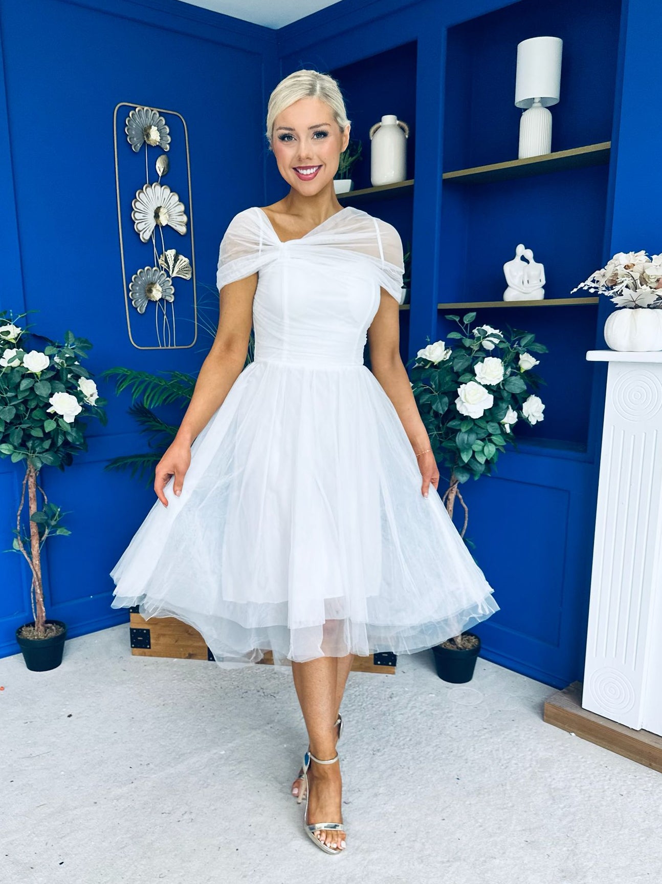 Jean Detailed Tulle Occasion Dress White