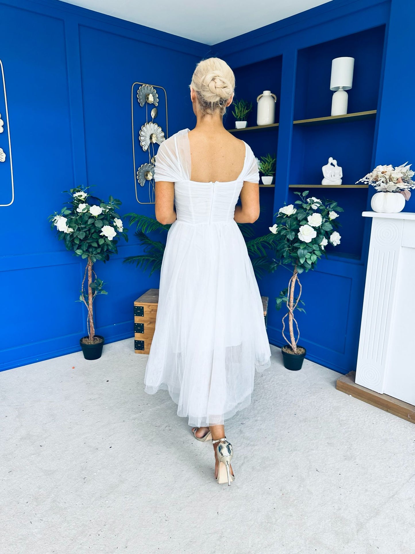 Jean Detailed Tulle Occasion Dress White