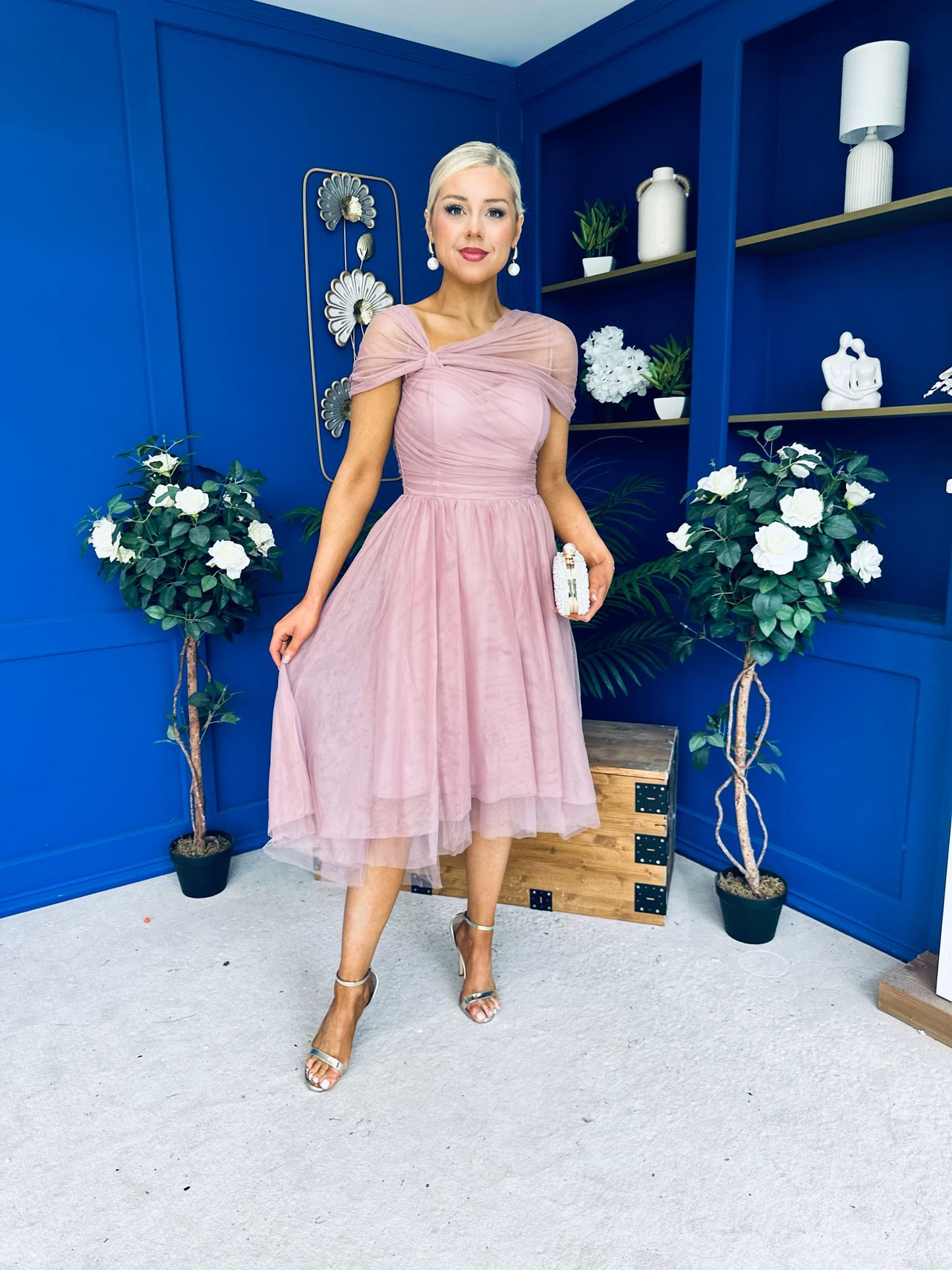 Jean Detailed Tulle Occasion Dress Blush