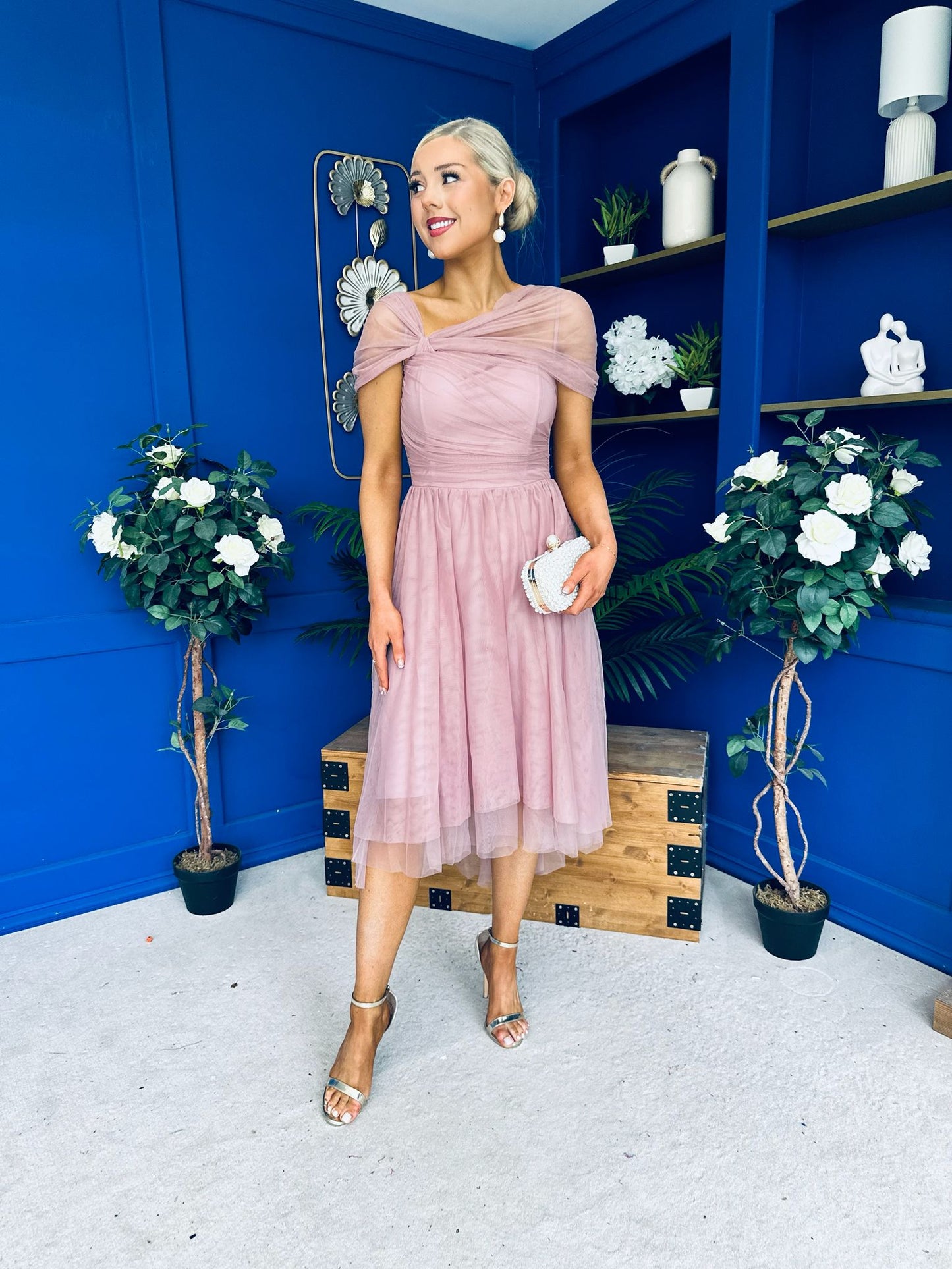 Jean Detailed Tulle Occasion Dress Blush