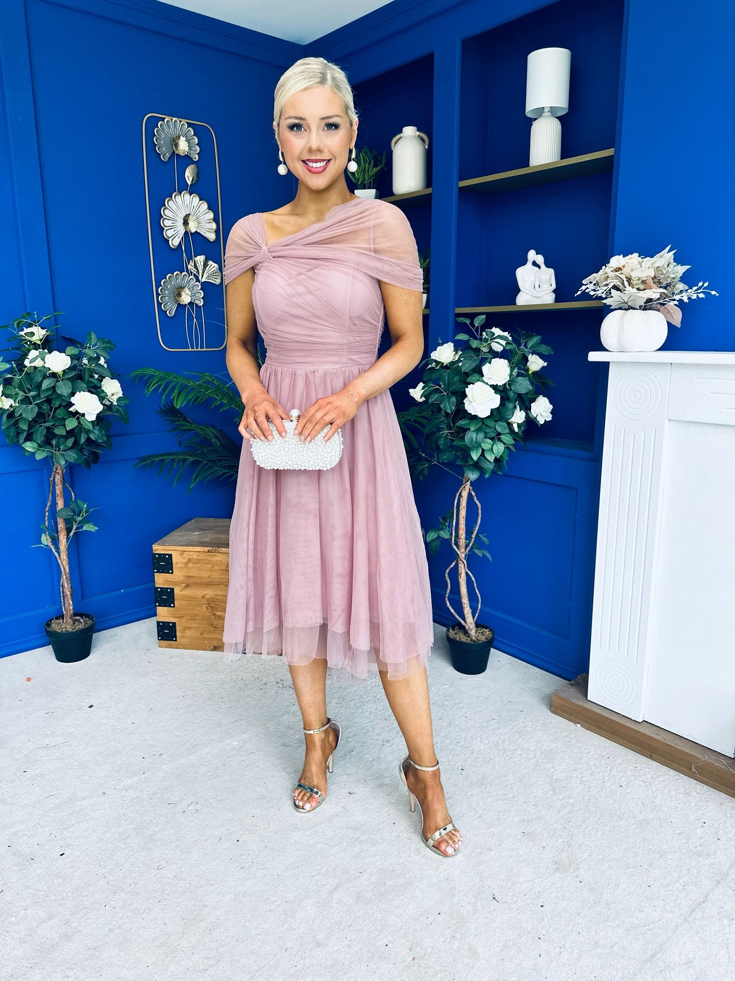 Jean Detailed Tulle Occasion Dress Blush