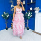 Rochelle Layered Occasion Dress Floral Pink