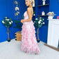 Rochelle Layered Occasion Dress Floral Pink