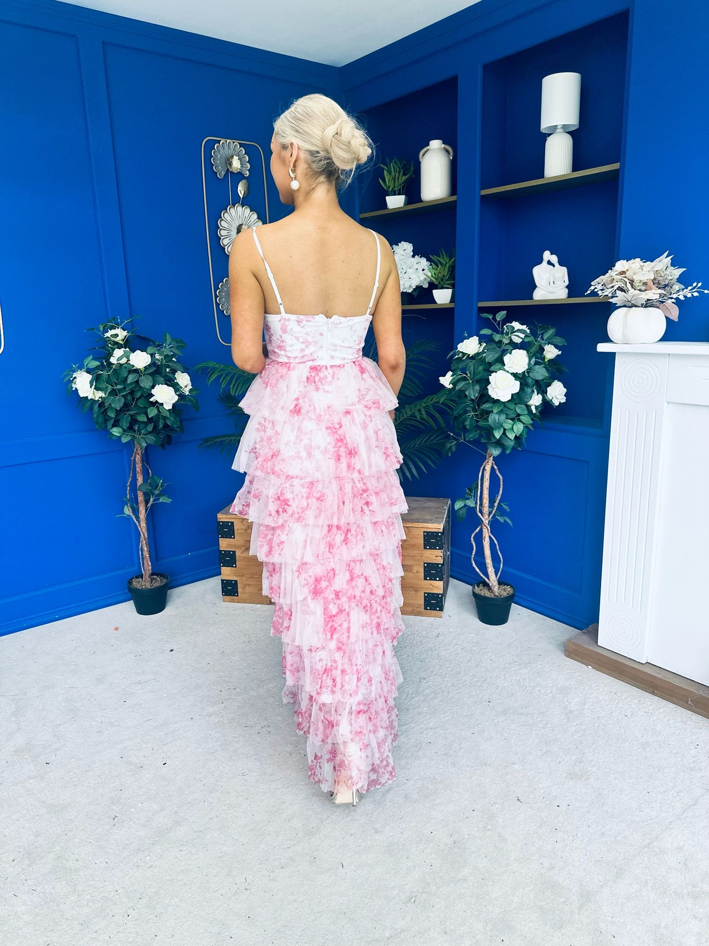Rochelle Layered Occasion Dress Floral Pink