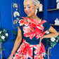 Breffy Asymmetric Neckline Skater Midi Floral Navy