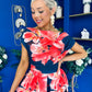 Breffy Asymmetric Neckline Skater Midi Floral Navy