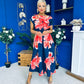 Breffy Asymmetric Neckline Skater Midi Floral Navy