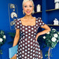 Alba Split Sleeve Midi Dress Blue Polka Coco