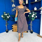 Alba Split Sleeve Midi Dress Blue Polka Coco