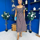 Alba Split Sleeve Midi Dress Blue Polka Coco