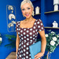 Alba Split Sleeve Midi Dress Blue Polka Coco