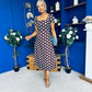 Alba Split Sleeve Midi Dress Blue Polka Coco