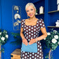 Alba Split Sleeve Midi Dress Blue Polka Coco