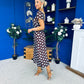Alba Split Sleeve Midi Dress Blue Polka Coco