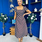 Alba Split Sleeve Midi Dress Blue Polka Coco